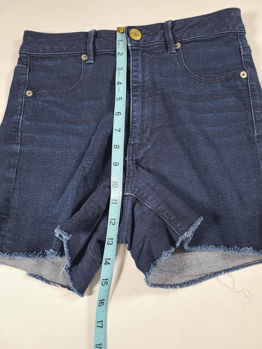 American Eagle Outfitters Dark Blue Denim Stretch Raw Hem Womens Shorts 8 - Picture 7 of 10